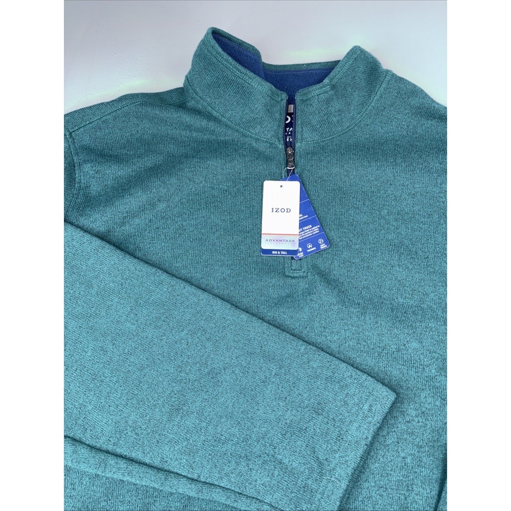 NWT IZOD Advantage Performance Mens 3XLT Quarter Zip Pullover Velvet Green